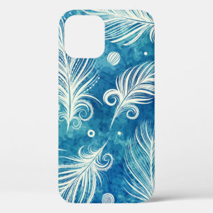 Hand Drawn Feathers: Seamless Pattern iPhone 12 Case
