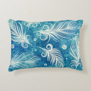 Hand Drawn Feathers: Seamless Pattern Decorative Cushion