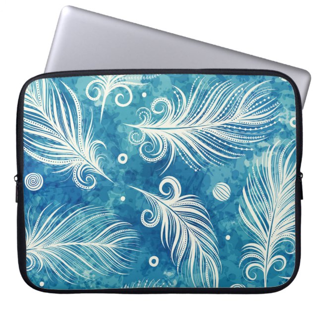Hand Drawn Feathers: Seamless Pattern Laptop Sleeve (Front)