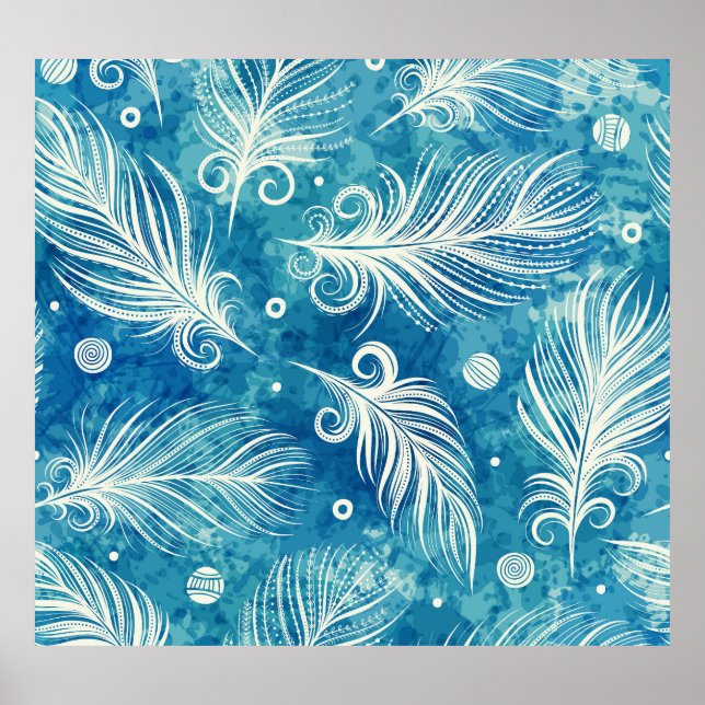 Hand Drawn Feathers: Seamless Pattern Poster (Front)