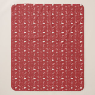 Hand-Drawn Festive Red & White Christmas Sherpa Blanket
