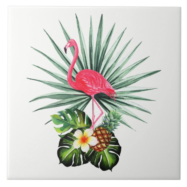 Hand Drawn flamingo Decorative Ceramic Photo Tile (Front)