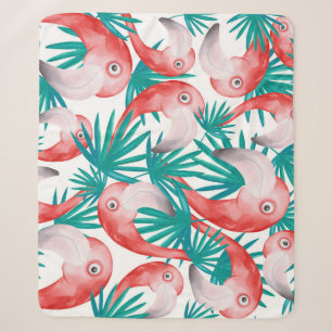 Hand-drawn flamingo: watercolor seamless pattern. sherpa blanket