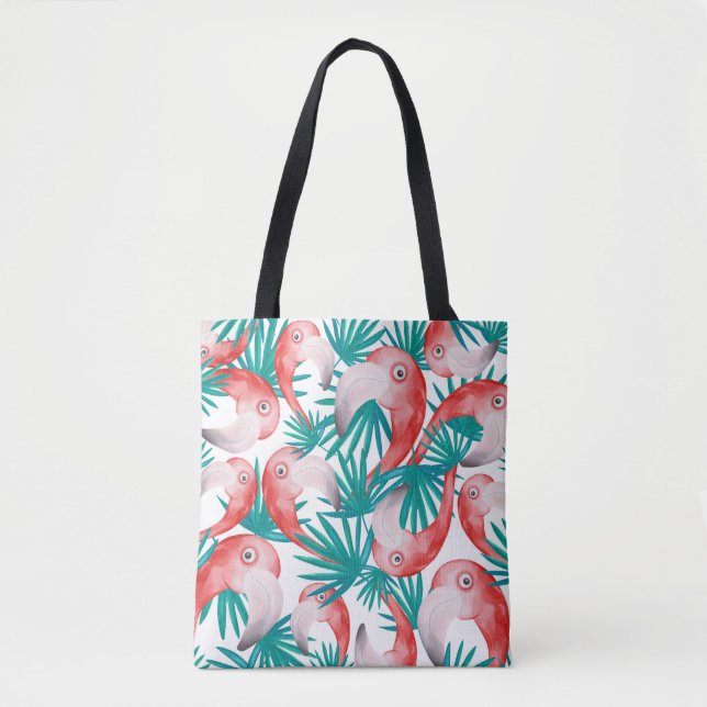Hand-drawn flamingo: watercolor seamless pattern. tote bag (Front)