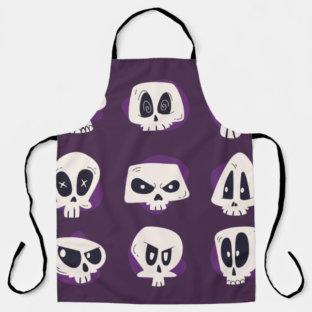 Hand drawn flat dia de muertos skulls collection s apron (Front)