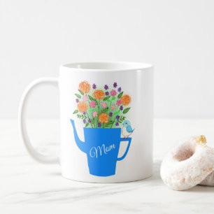 Hand-drawn Floral Bird Art Mothers Day gift Coffee Mug