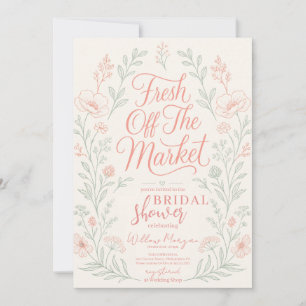 Hand Drawn Floral Bridal Shower Botanical Line Art Invitation