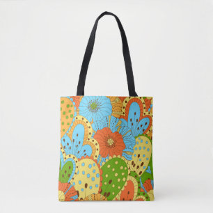 Hand Drawn Floral: Colourful Seamless Tote Bag