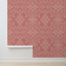 Hand-drawn Floral Damask Line Art, Terracotta