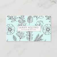 Hand Drawn Floral Doodle Doula Aqua Birth Coach