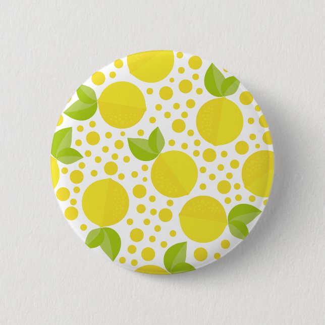 Hand drawn floral elements & lemons 6 cm round badge (Front)
