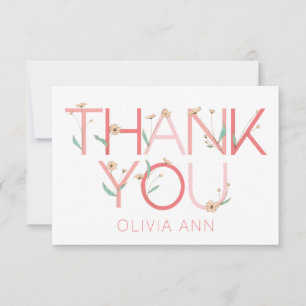 Hand Drawn Floral Flat Thank You Card