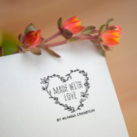 Hand Drawn Floral Heart Wreath Made With Love