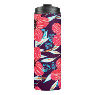 Hand-drawn floral herbal seamless pattern. Sketche Thermal Tumbler