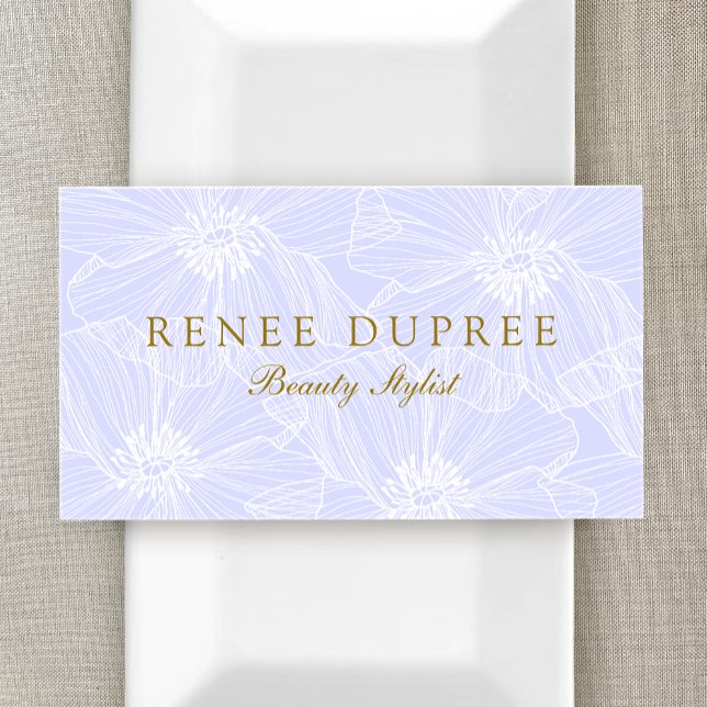 Hand Drawn Floral Lavender Makeup Artist Business Card (Creator Uploaded)