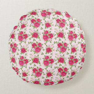 Hand Drawn Floral Leaves Seamless Pattern Round Cushion