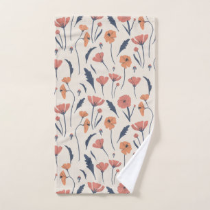 Hand drawn floral pattern bath towel set