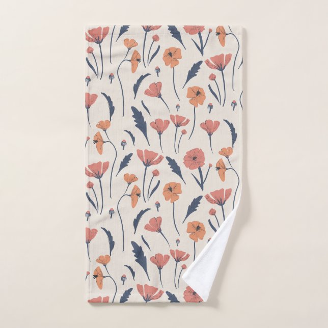 Hand drawn floral pattern bath towel set (Hand Towel)