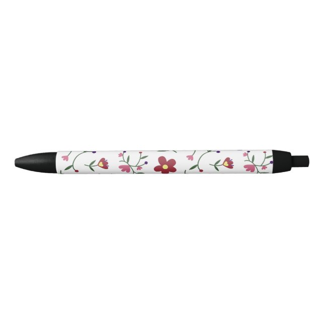 Hand-Drawn Floral Pattern Black Ink Pen (Front)