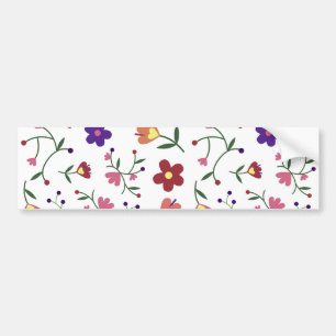 Hand-Drawn Floral Pattern Bumper Sticker