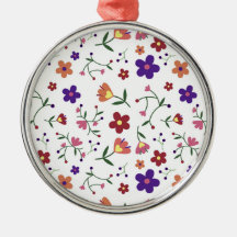 Hand-Drawn Floral Pattern Ceramic Ornament