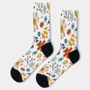 Hand Drawn Floral Pattern Socks