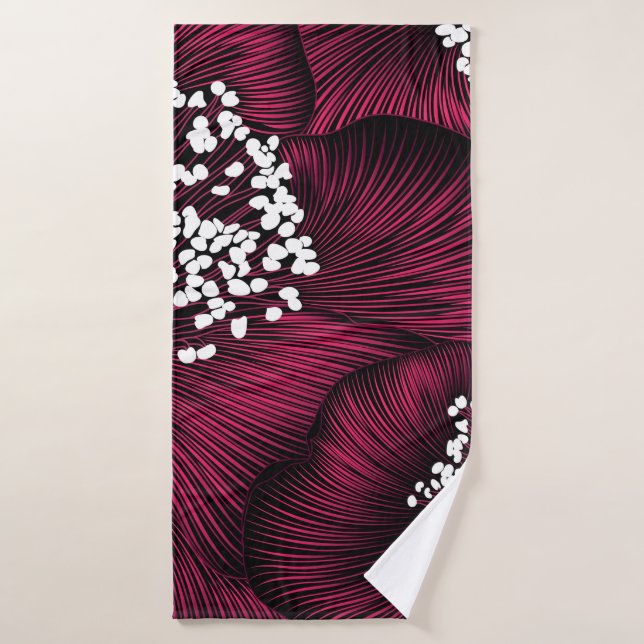 Hand drawn floral pattern with camelia flowers bath towel (Bath Towel)