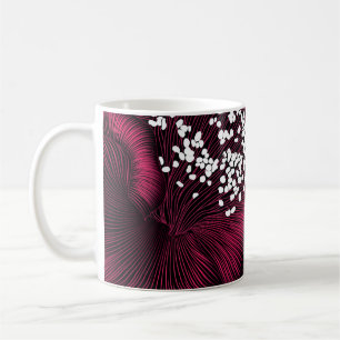 Hand drawn floral pattern with camelia flowers coffee mug