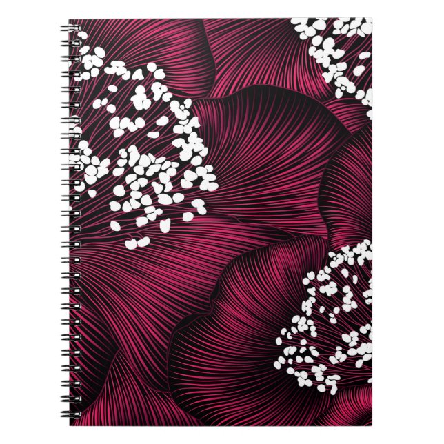 Hand drawn floral pattern with camelia flowers notebook (Front)
