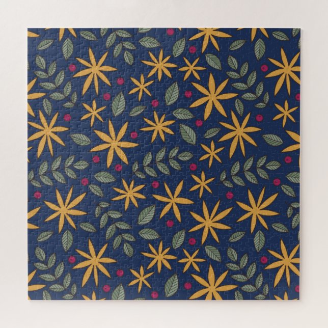 Hand drawn floral pattern with leaves jigsaw puzzle (Horizontal)