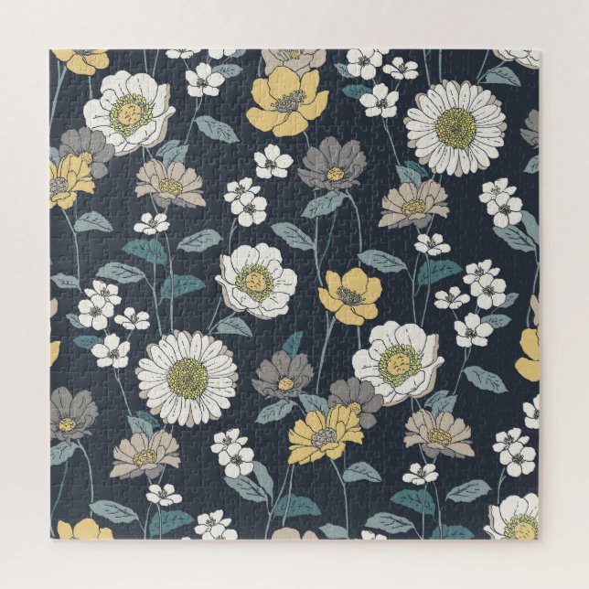 Hand-drawn floral, seamless artistic pattern. jigsaw puzzle (Vertical)