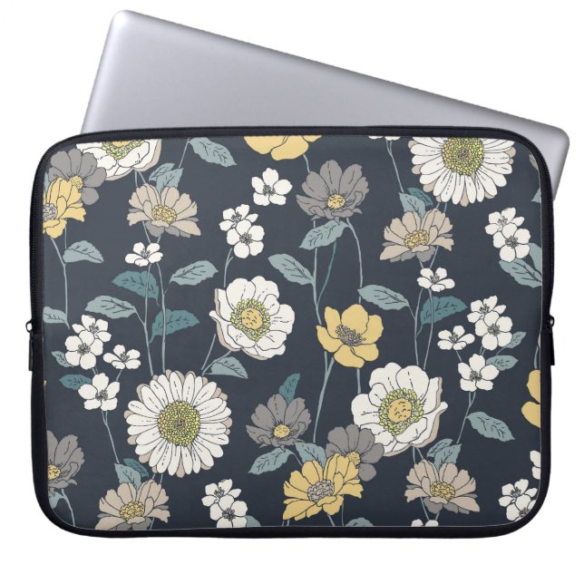 Hand-drawn floral, seamless artistic pattern. laptop sleeve (Front)