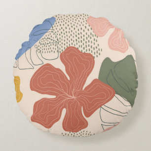 Hand drawn floral seamless pattern,creative collag round cushion