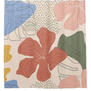 Hand drawn floral seamless pattern,creative collag shower curtain