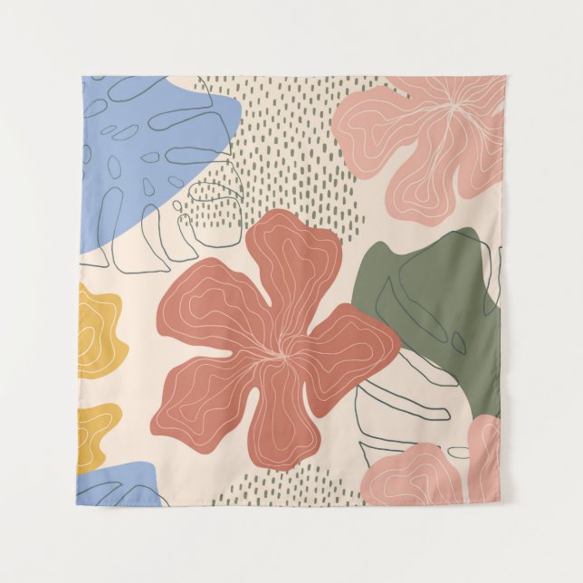 Hand drawn floral seamless pattern,creative collag tapestry (Front)
