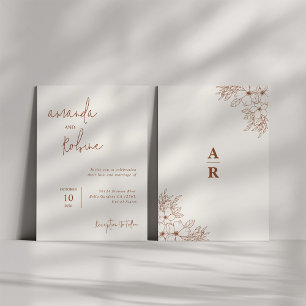 Hand Drawn Floral Simple Wedding Invitation