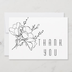 Hand-Drawn Floral Spray Funeral Thank You Card