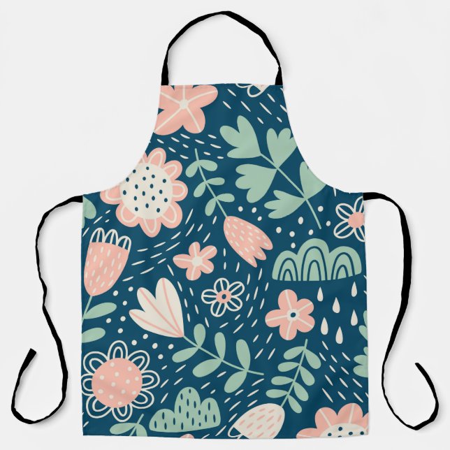 Hand drawn floral stilish fabric. Seamles pattern  Apron (Front)