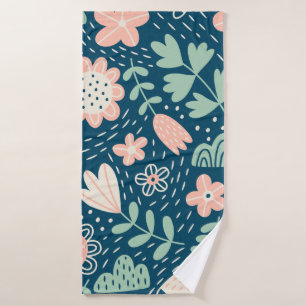 Hand drawn floral stilish fabric. Seamles pattern  Bath Towel