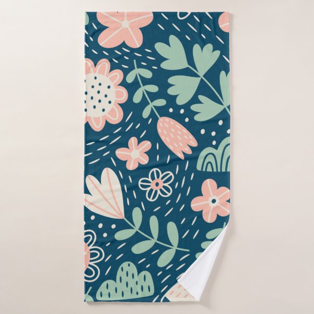 Hand drawn floral stilish fabric. Seamles pattern  Bath Towel (Bath Towel)