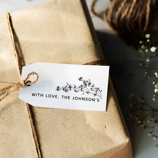 Hand Drawn Floral With Love Family Name Rubber Stamp (Hand Drawn Floral With Love Family Name Rubber Stamp)