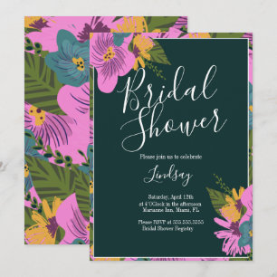 Hand  Drawn Florals Bold Greenery  Bridal Shower Invitation