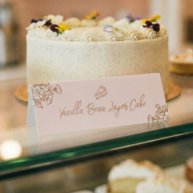 Hand Drawn Florals Pink Cake Pastry Bakery Counter (Hand Drawn Florals Pink Cake Pastry Bakery Counter Table Tent)