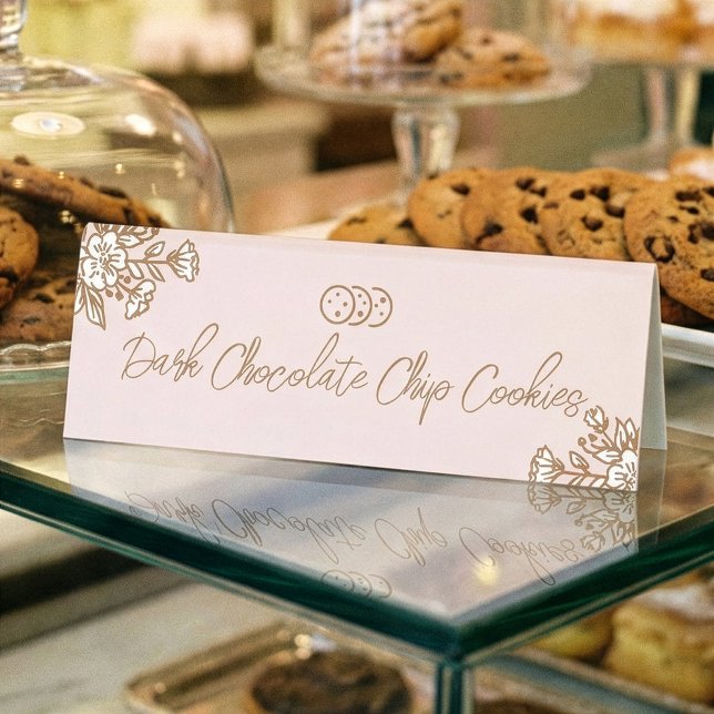 Hand Drawn Florals Pink Cookie Bakery Counter (Hand Drawn Florals Pink Cookie Bakery Counter Table Tent)