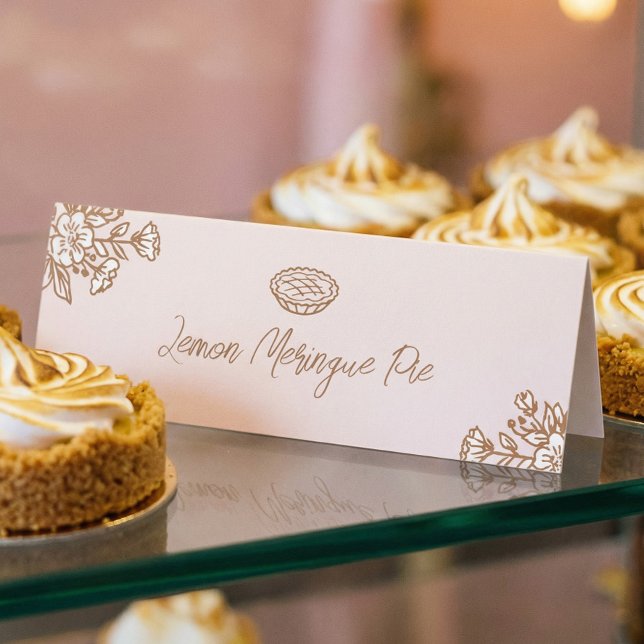 Hand Drawn Florals Pink Pie Pastry Bakery Counter (Hand Drawn Florals Pink Pie Pastry Bakery Counter Table Tent)