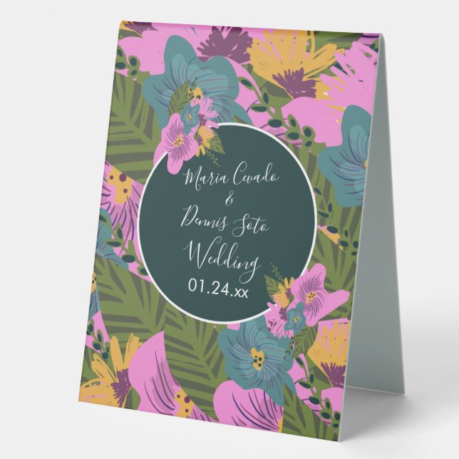 Hand  Drawn Florals Wedding Bold Pink Greenery    (Front)