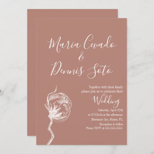 Hand Drawn Florals Wedding Earth Tone Invitation