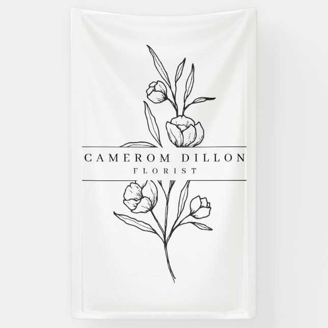 Hand Drawn Florist Business Flower Shop Botanical Banner (Vertical)