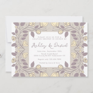 Hand Drawn Flower Couples Bridal Shower Invitation