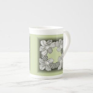 Hand Drawn Flower Lei Choose Any Colour Bone China Mug